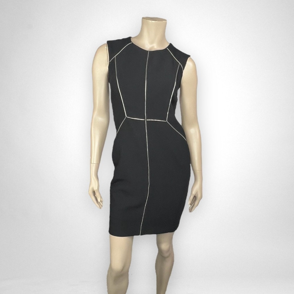 CARMEN MARC VALVO 4 Black Silver Zipper‎ Sleeveless Dress Business Casual